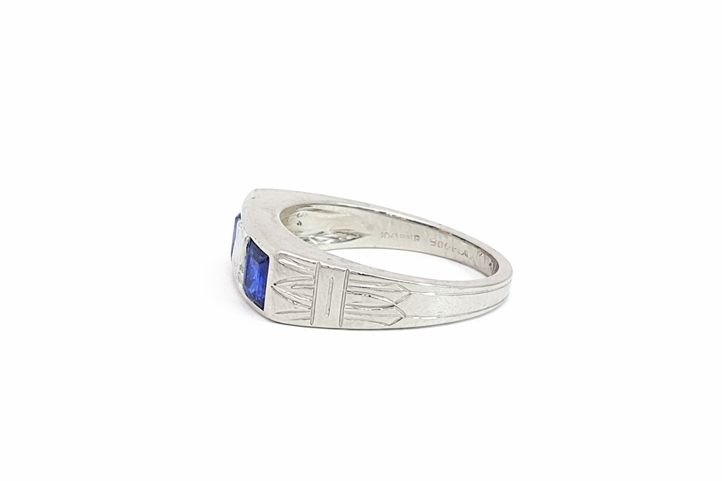 1950s Cartier Sapphire and Diamond Three Stone Ring
