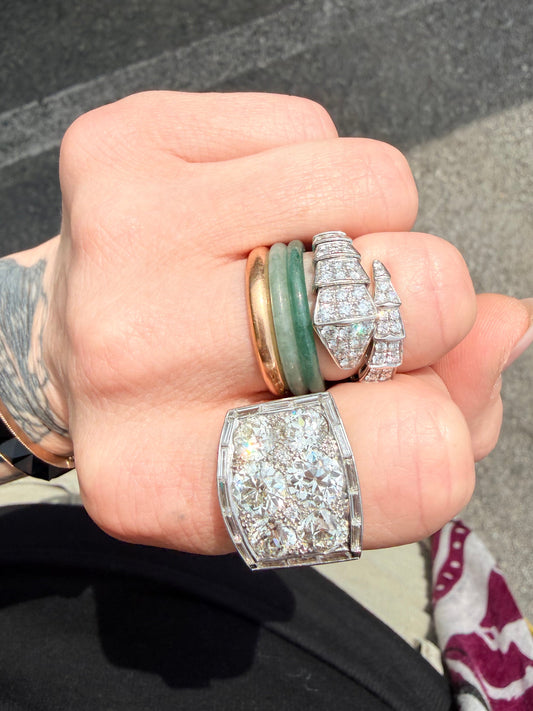 Art Deco Old Mine Cut Diamond Cluster Ring