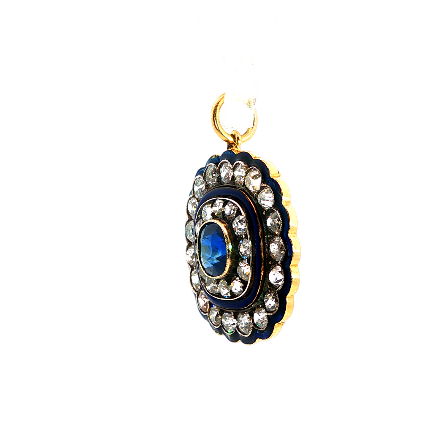Art Deco Sapphire and Diamond Cluster Pendant