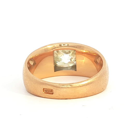 Old Mine Cut Diamond Flush Ring