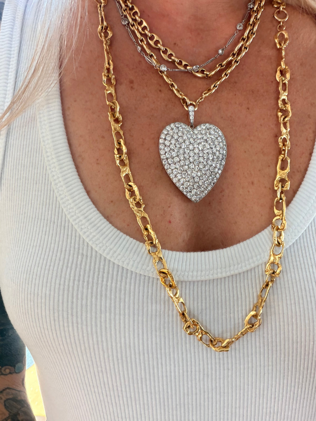 Edwardian Diamond Heart Brooch Pendant Locket