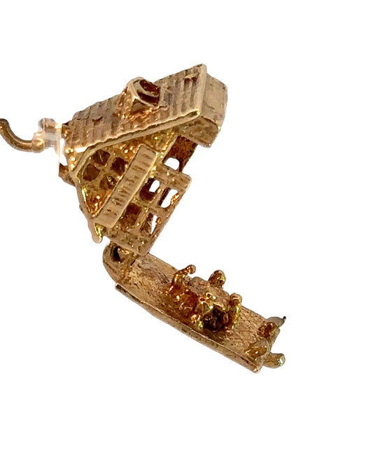 Family Dinner Opening House 10k Gold Charm