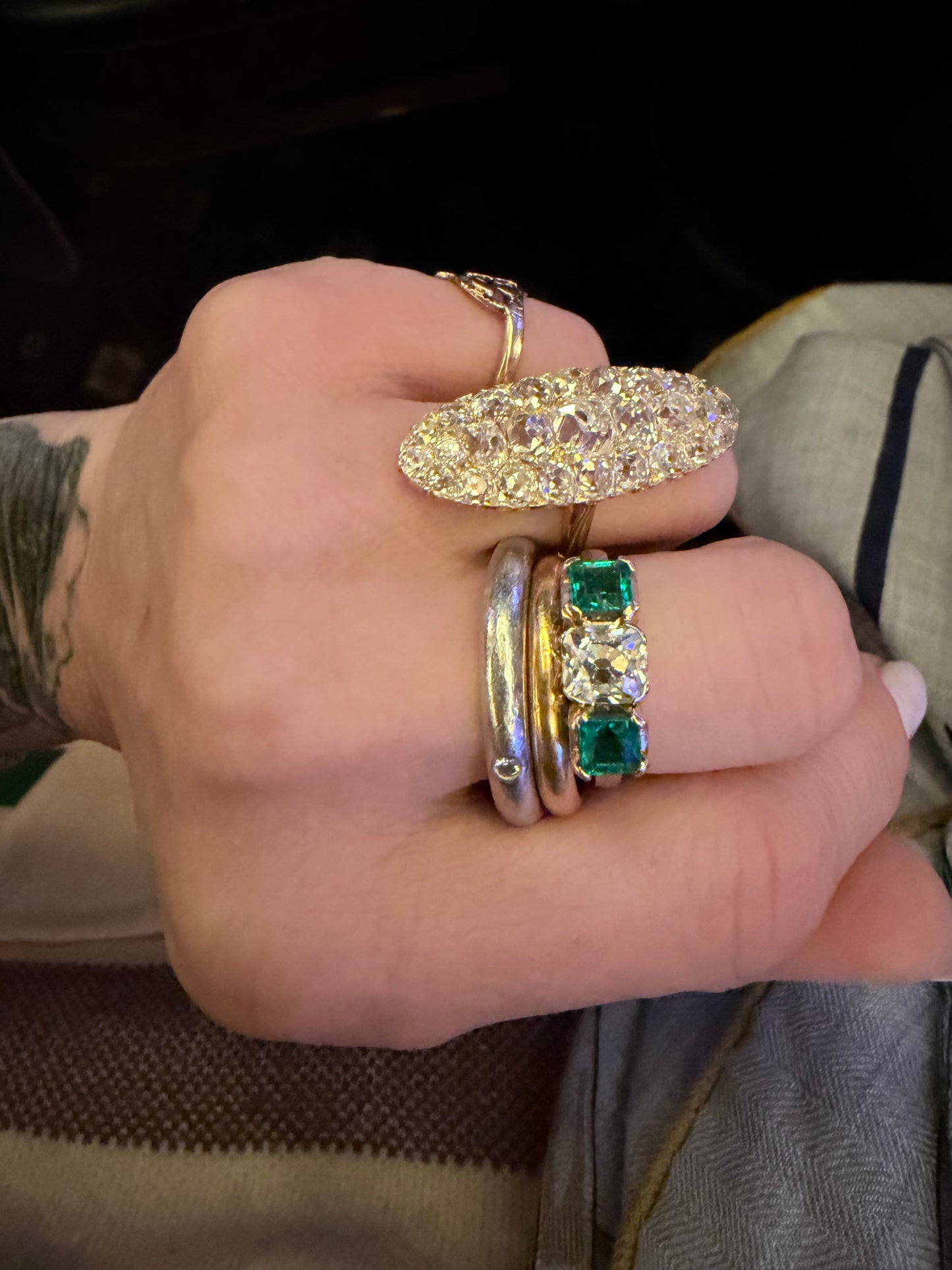 Victorian Old Cut Diamond Navette Ring