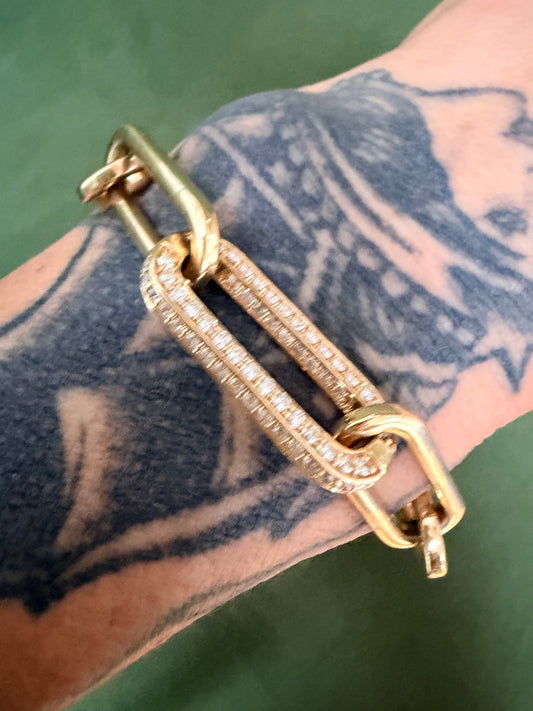 Vintage Diamond Paperclip Link Bracelet