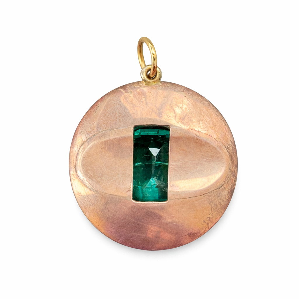 Georgian Emerald and Diamond Cluster Pendant