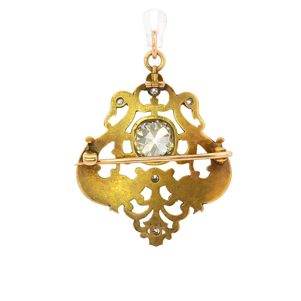 Frank Water Lawrence Art Nouveau Serpent Diamond Brooch Pendant