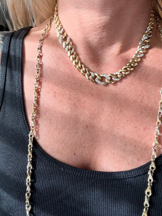 Bvlgari 1970’s Alternating Diamond Link Curb Necklace