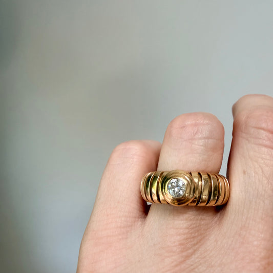 Vintage Bvlgari 18k Gold Diamond Tubogas Ring