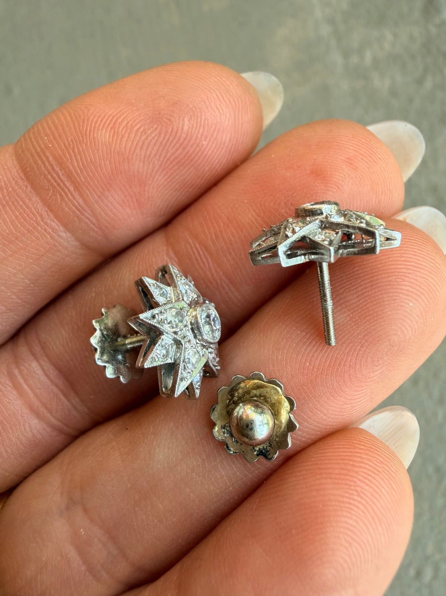 Antique Diamond Star Earrings