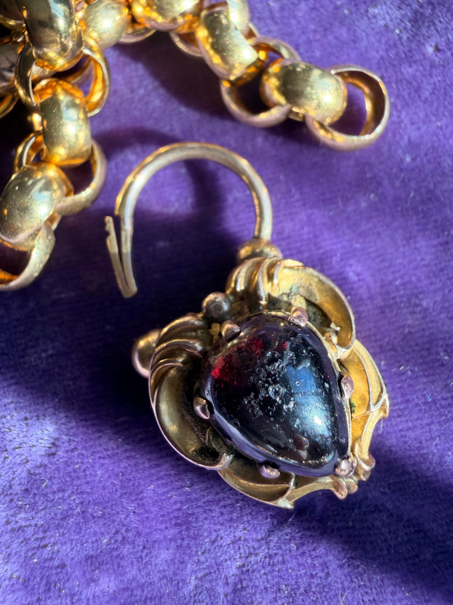 Georgian Padlock Garnet Paste Bracelet