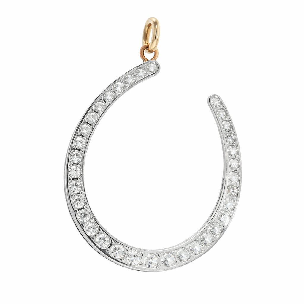 Large Old Cut Diamond Horseshoe Pendant Circa. 1900