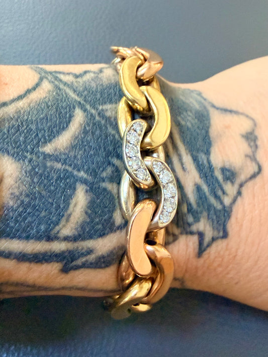 Vintage Three Tone Bvlgari Diamond Bracele