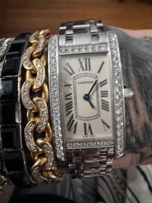 Cartier Tank Américaine 18k White Gold and Diamond Watch
