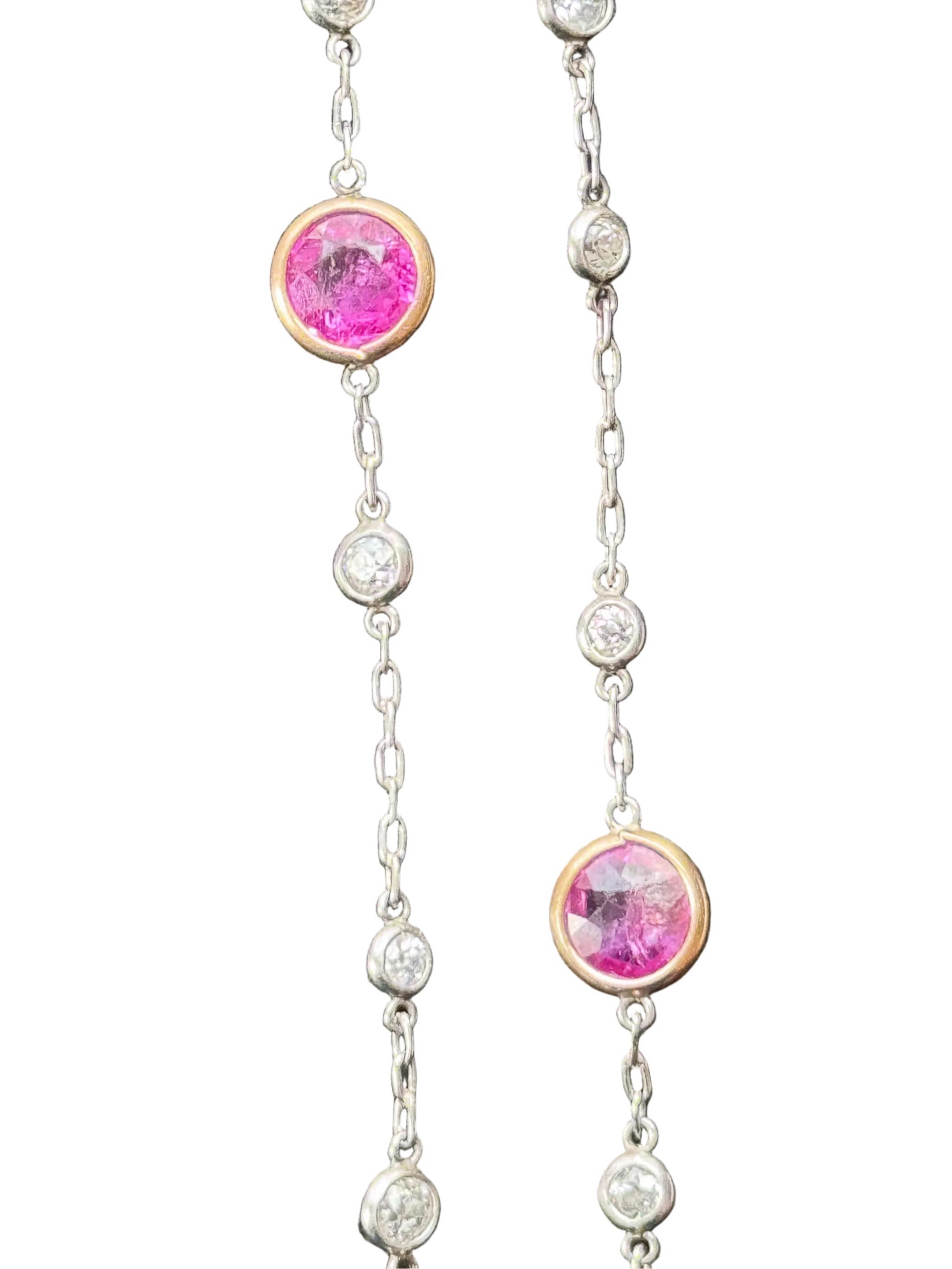 Belle Époque Pink Sapphire and Diamond Station Necklace