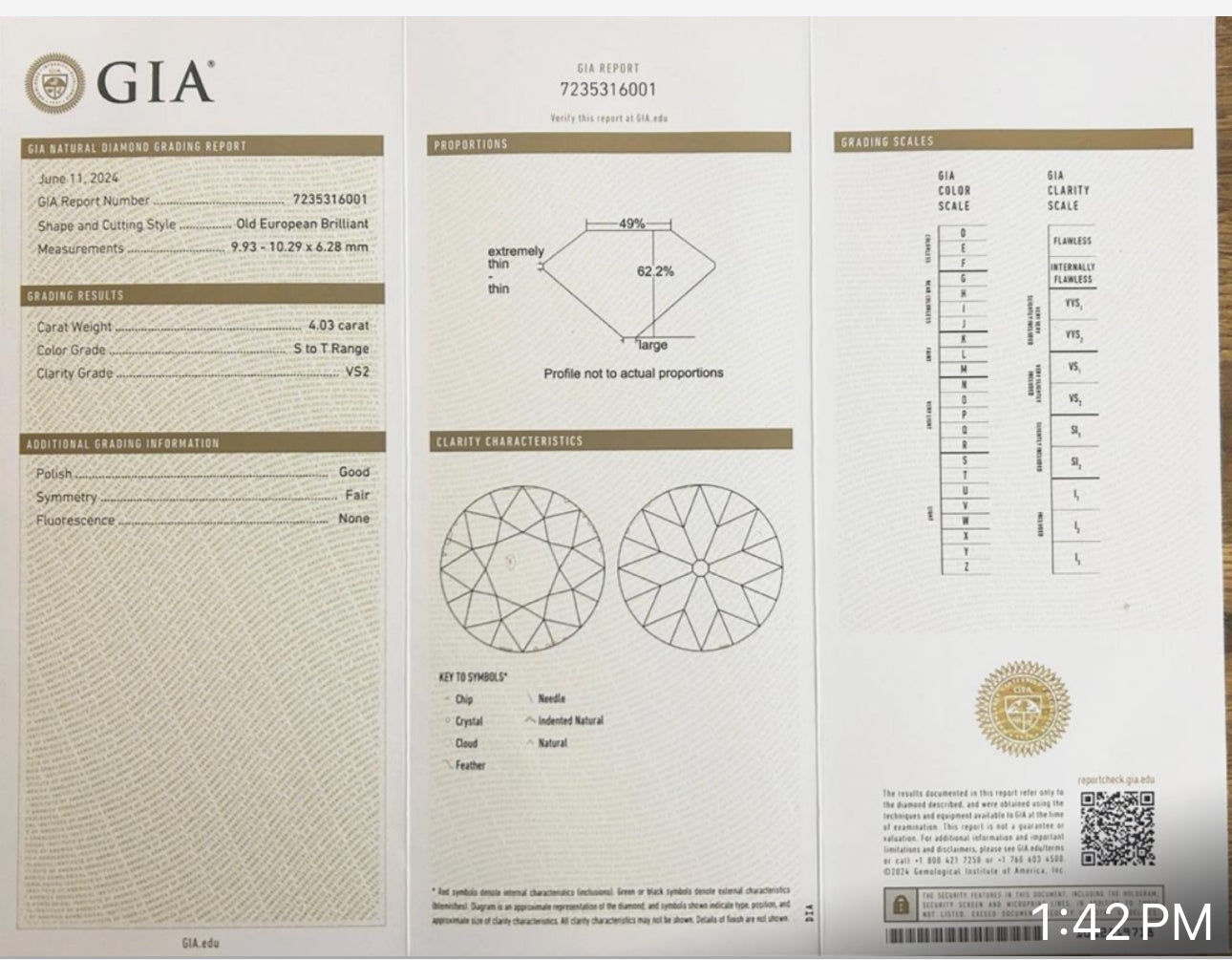 Old European Cut Diamond Flush Solitaire Ring