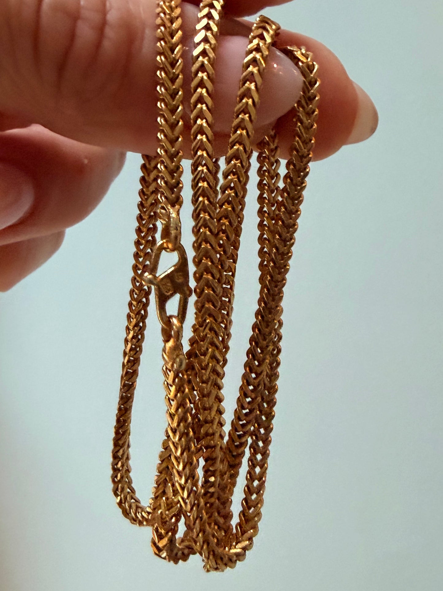 Vintage 22k Gold Box Wheat Chain