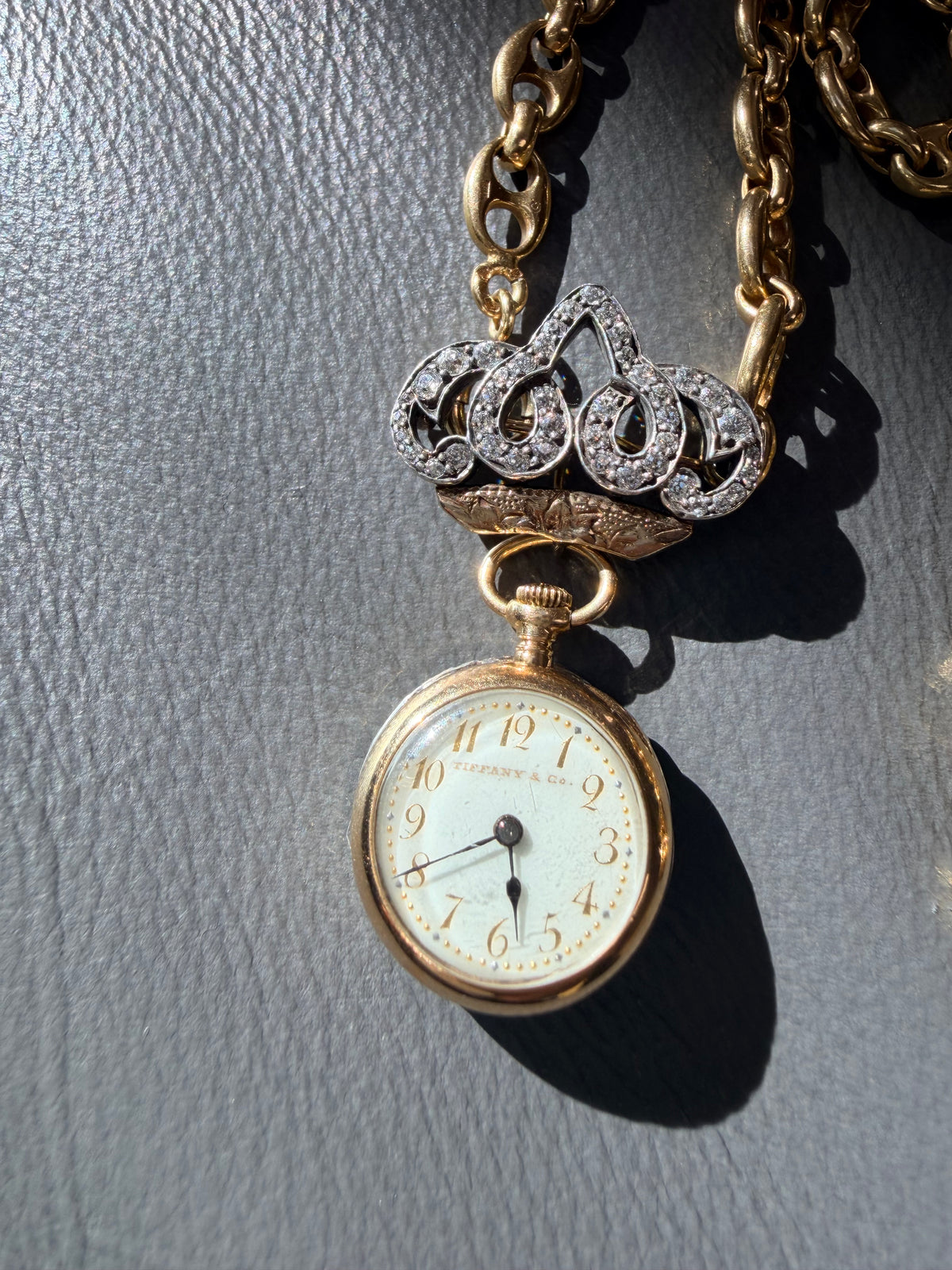 Antique Tiffany and Co. Sapphire and Diamond Pocket Watch Brooch