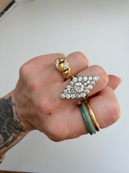 Antique Old Cut Diamond Navette Ring