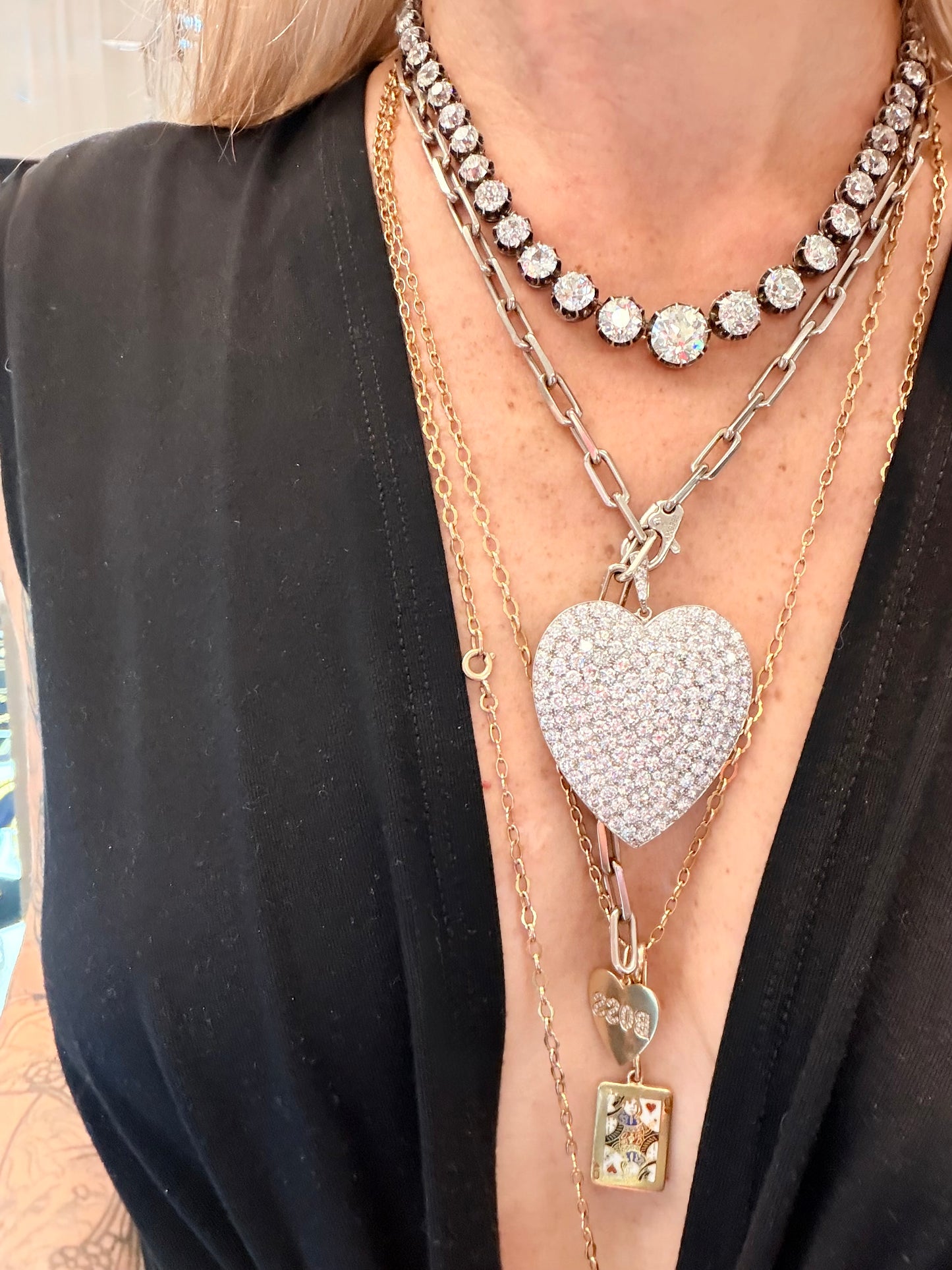 Victorian Old Cut Diamond Rivière Necklace