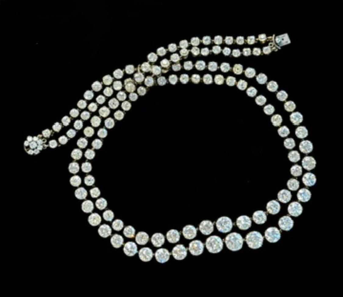 Double Strand Old European Cut Diamond Rivière Necklace