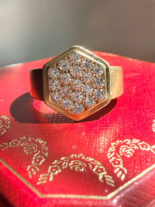 Vintage Jacques Cartier Hexagon Diamond Signet Ring