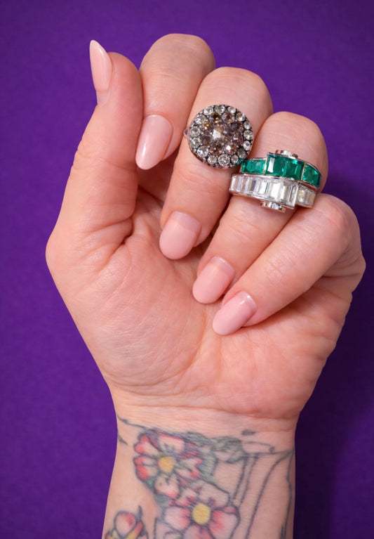 Vintage Emerald and Diamond Bypass Ring