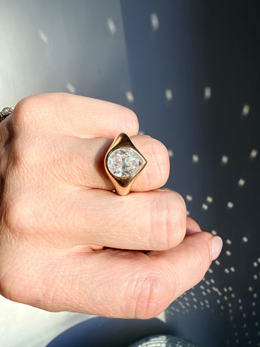Vintage Pear Cut Diamond Flush Ring