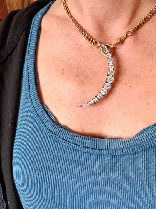 Victorian Diamond Single Row Crescent Brooch