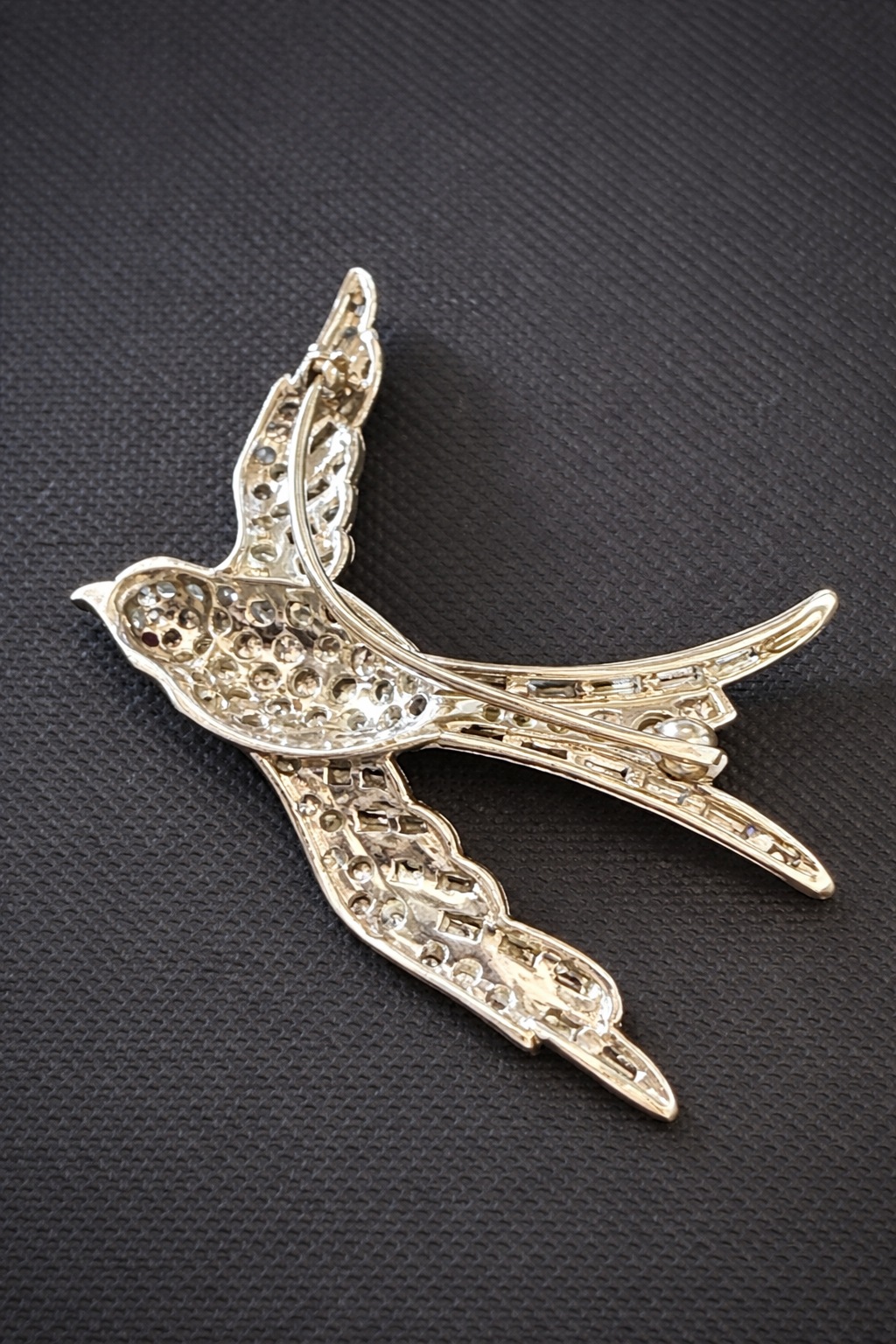 Circa 1940's Vintage Diamond Swallow Brooch