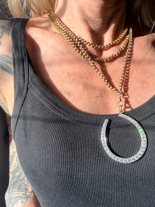 Large Old Cut Diamond Horseshoe Pendant Circa. 1900