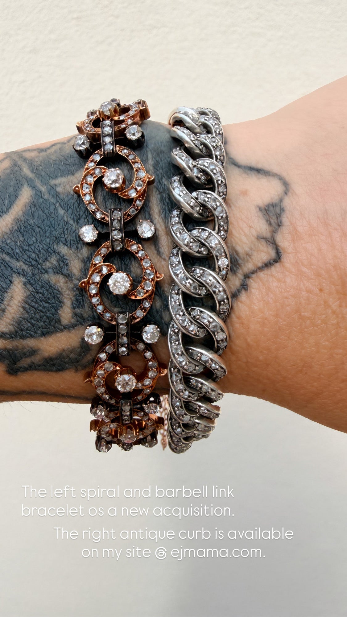 Antique French Diamond Oval & Barbell Link Bracelet, circa 1880s–1900
