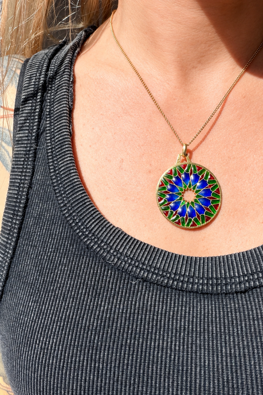 Antique French Plique-à-Jour Pendant