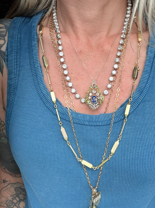 Vintage Geometric Spike Necklace