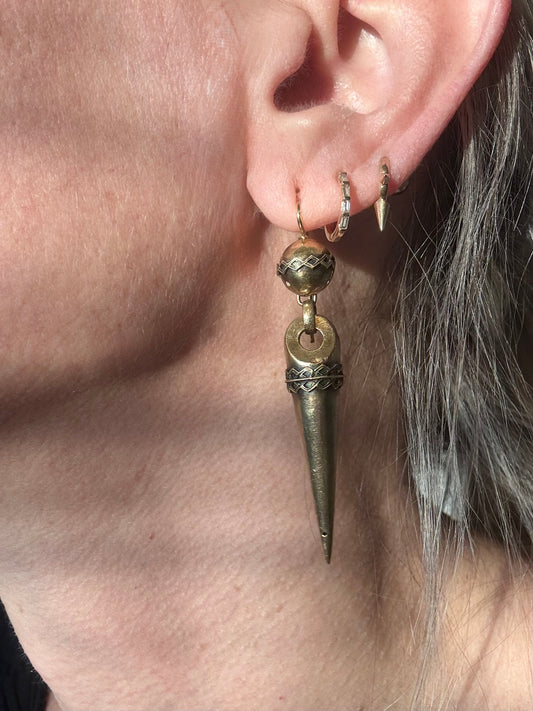 Victorian Yellow Gold Spike Drop Earrings