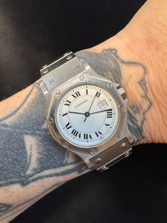 1990s Cartier Santos Ronde GM Acier Octagon Watch