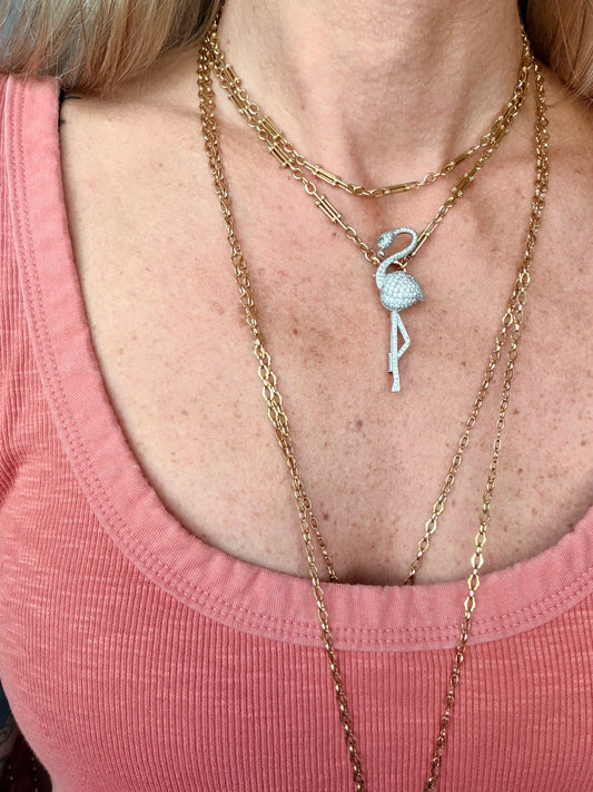 Vintage Diamond Flamingo Brooch