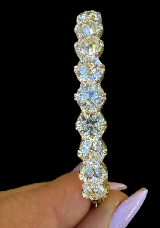 Victorian Old Mine Cut Diamond Bangle Bracelet
