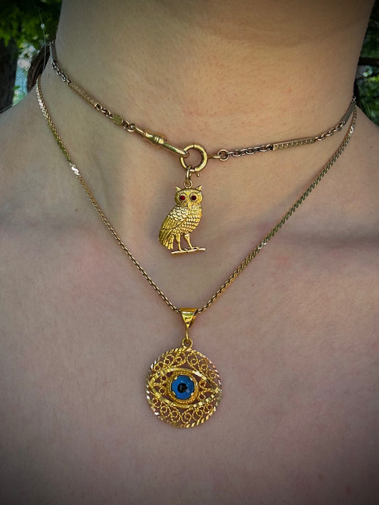 Vintage 21k Yellow Gold Evil Eye Pendant