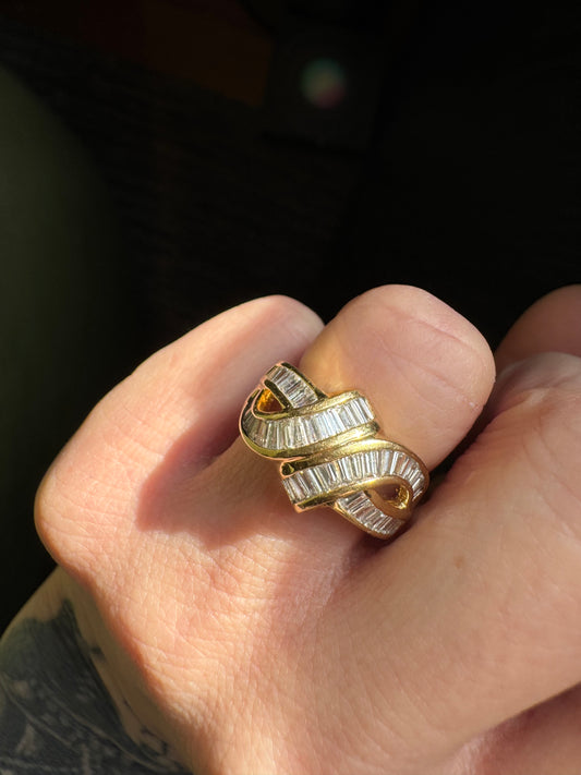 Vintage Baguette Diamond Knot Ring