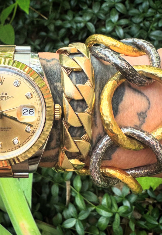 Vintage 14k Yellow Gold Wide Squared Flat Link Curb