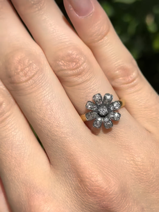 Antique Diamond Flower Conversion Ring