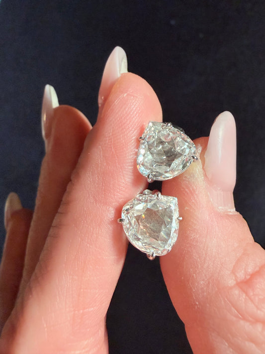 Flat Pear Cut Diamond Studs