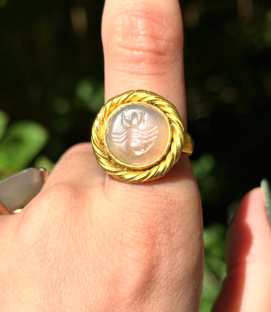 Antique High Karat Yellow Gold Scorpion Intaglio Ring