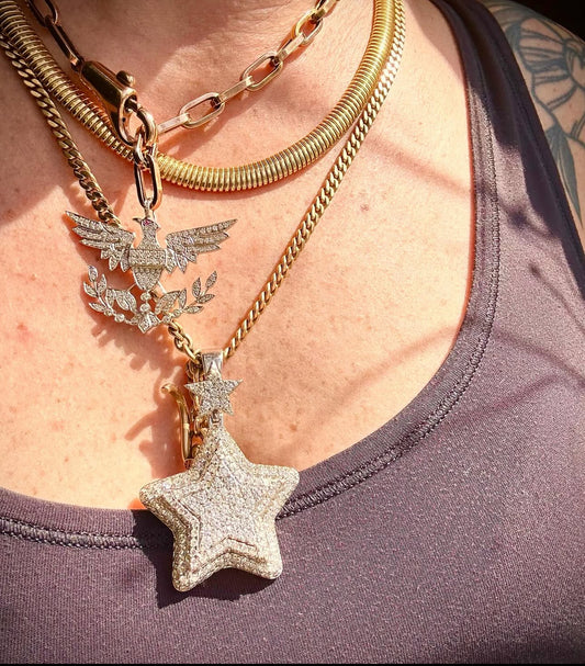 Estate 14k White Gold Pavé Diamond Star Pendant