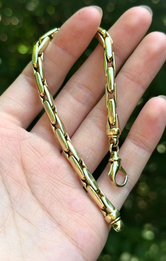 Vintage 14k Yellow Gold Rectangular Snake Bracelet