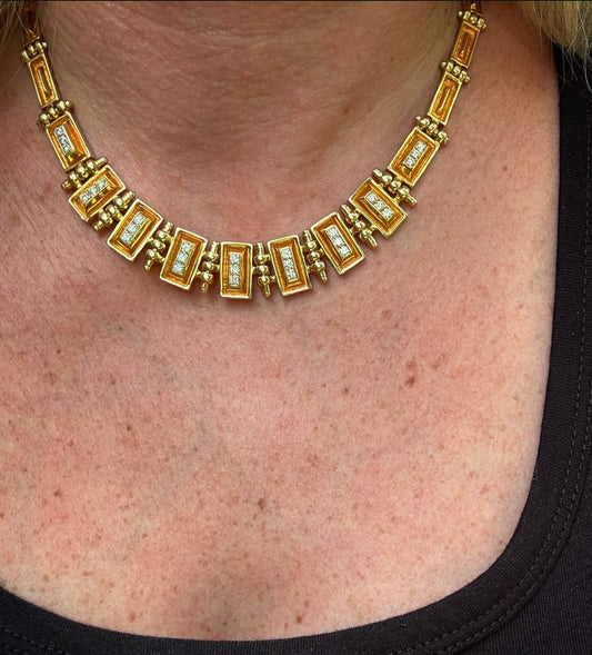 Estate Mapamenos Natepas 18k Gold Diamond Collar Necklace