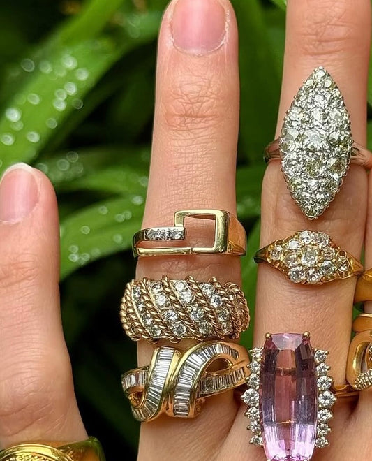 Vintage 14k Yellow Gold Diamond Key Ring