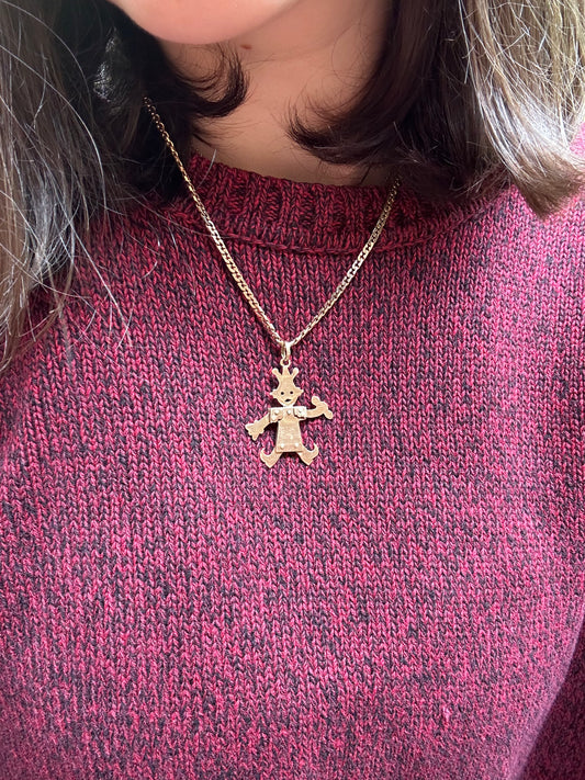 Vintage 14k Yellow Gold Articulated Jester Pendant