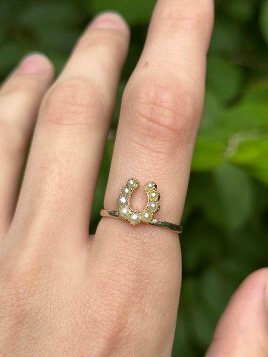 Victorian Pearl Horseshoe Conversion Ring
