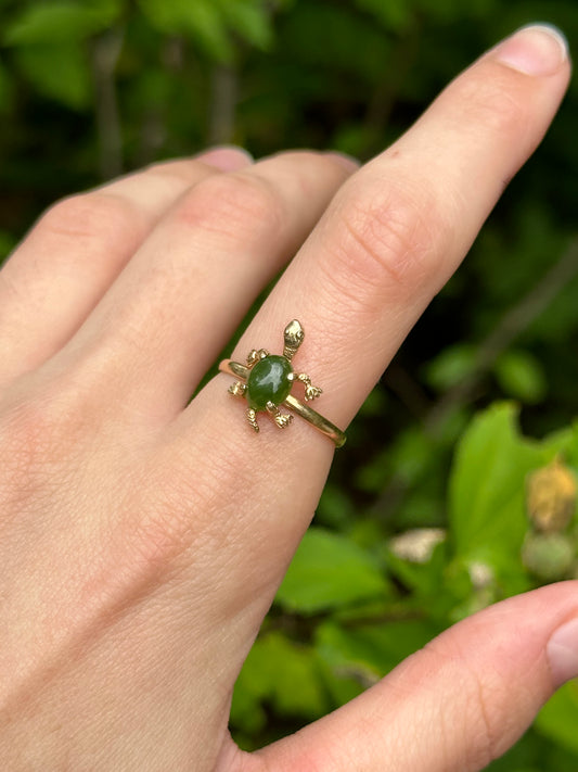 Vintage Jade Turtle Conversion Ring